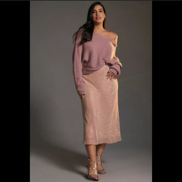 Brand New by Anthropologie Iridescent Rhinestone Midi Skirt - Picture 4 of 14